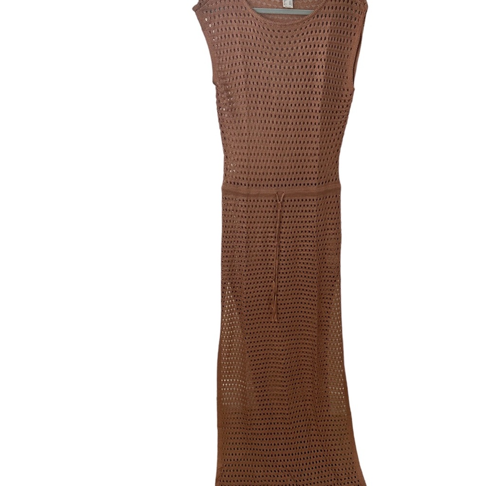 VENUS  tan Crochet Knit Maxi Swim Coverup